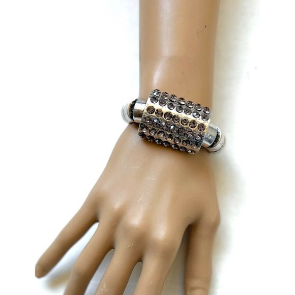 Silver Color Bracelet with Simulated Crystals - Picture 3 of 4